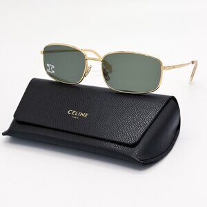 NEW CL40285U 30N CELINE SUNGLASSES SQUARE GOLD GREEN EYEWEAR CELINE